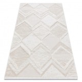 Covor ECO SISAL MOROC 22314 romburi, zigzag, boho franjuri - structural bej / cremă, 117x170 cm