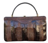 POȘETĂ DE M&Acirc;NĂ VINTAGE DIN PIELE NATURALĂ DE CROCODIL, ANII '50 -' 60