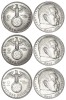 SET 3 BUCATI GERMANIA NAZISTA 2 MARCI MARK 1937 1938 1939 REICHS MARK ARGINT EF, Europa