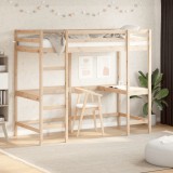 VidaXL Cadru pat supraetajat cu birou, 90x200 cm, lemn masiv de pin