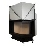 Focar de șemineu - Quattro 70 R Premium Edition &ndash; Colț panoramic dreapta, 2 suprafețe vitrate, 13 KW, randament >80%