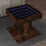 VidaXL Măsuță de cafea cu LED stejar fumuriu 50x50x45cm lemn prelucrat