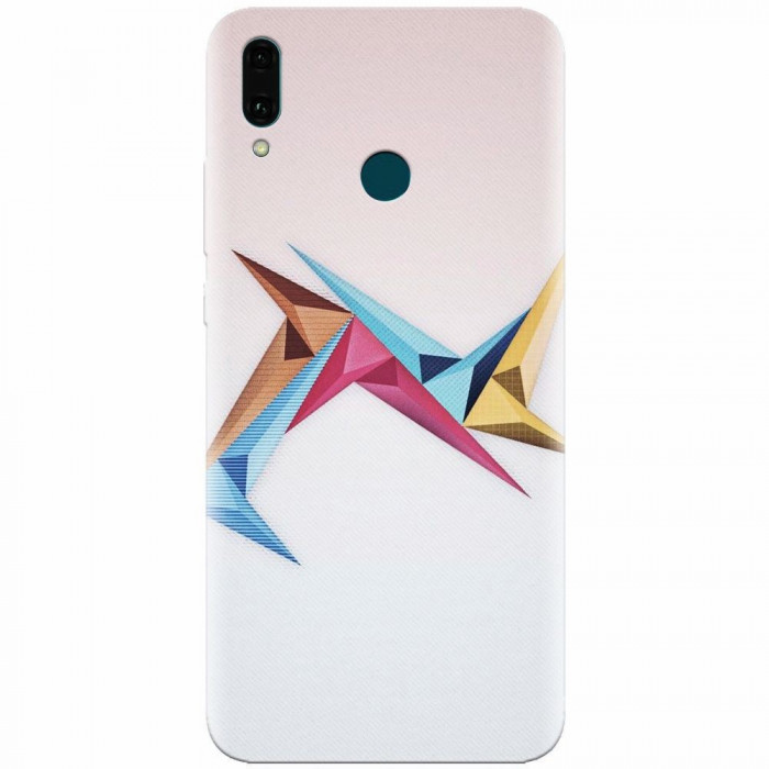 Husa silicon pentru Huawei Y9 2019, Abstract Minimalistic Colors Triangles
