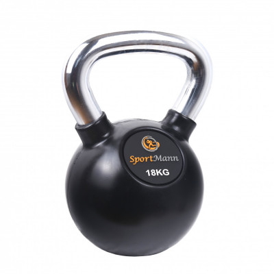 Gantera Kettlebell Cauciucata SPORTMANN 18kg FitLine Training foto