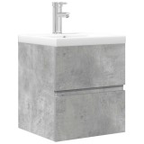 Cumpara ieftin Set mobilier de baie, 2 piese, gri beton, lemn compozit