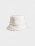 Pălărie bucket hat din pluș pentru femei - culoare crem, 4F Sportswear