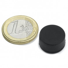 Magnet neodim disc Ø16,8&#215;9,4 mm, putere 3,7 kg, acoperire cauciuc