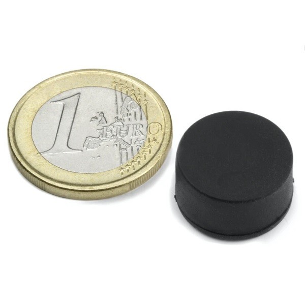Magnet neodim disc &Oslash;16,8&amp;#215;9,4 mm, putere 3,7 kg, acoperire cauciuc