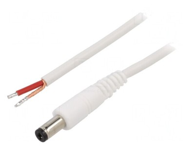 Cablu Alimentare Alb 1x1mm2 1.5m DC 5.5x2.1 foto