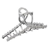 Clamă de păr argintie cu strasuri, model buclă, 12 cm, CMCLASS