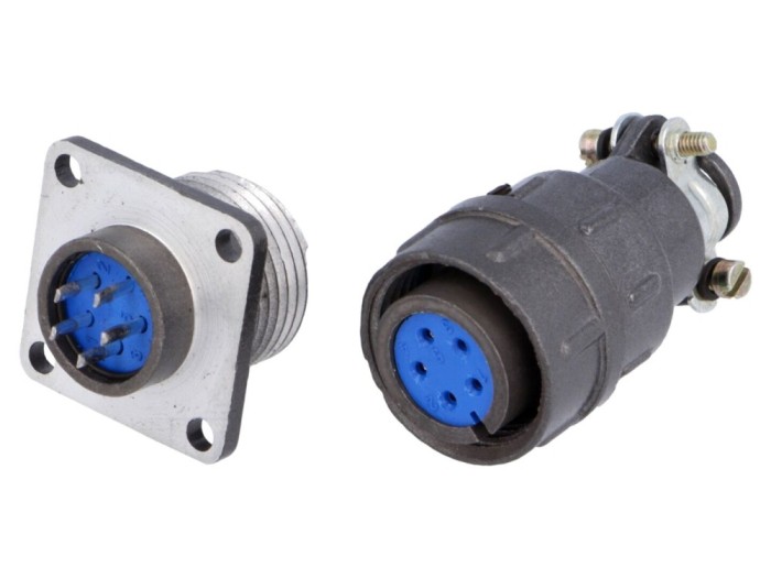 Conector circular 5 pini 5A, mufă-soclu