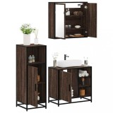 VidaXL Set mobilier de baie, 3 piese, stejar maro, lemn prelucrat