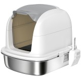 PawHut Litieră pentru Pisici &Icirc;nchisă din Oțel Inoxidabil XL cu Capac Detașabil | Aosom Romania