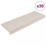 vidaXL Covorașe scări autoadezive, 30 buc., crem, 65x21x4 cm, sisal