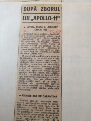 Aselenizarea - comentarea evenimentului in articole de presa contemporane - 1969 foto