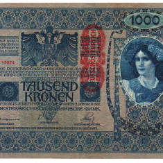 Austria Austro Ungaria 1902 supratipar 1000 coroane kronen P-59 Seria 13074