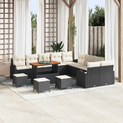 vidaXL Set de canapele pentru grădină 14 pcs Negru Rattan poli foto