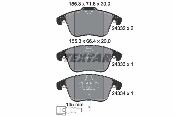TEXTAR 2433301 Q+ set placute frana,frana disc
