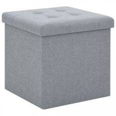 Taburet de depozitare pliabil, gri deschis, 38x38x38 cm, textil foto