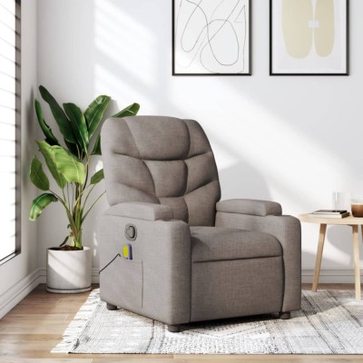 vidaXL Fotoliu de masaj rabatabil, gri taupe, material textil foto