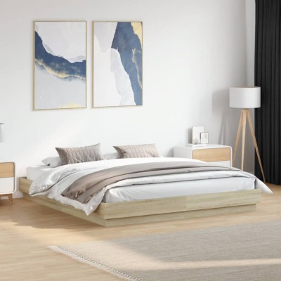 vidaXL Cadru de pat, stejar sonoma, 180x200 cm, lemn prelucrat 3209837 foto