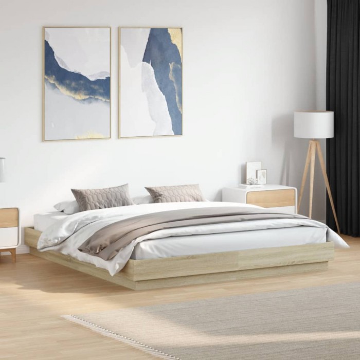 vidaXL Cadru de pat, stejar sonoma, 180x200 cm, lemn prelucrat 3209837