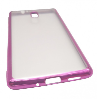 Husa silicon slim transparenta cu margini electroplacate roz pentru Nokia 3 2017 foto