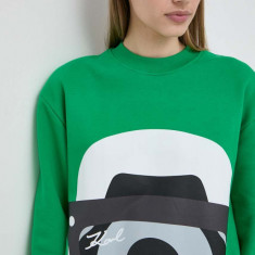 Karl Lagerfeld bluza femei, culoarea verde, cu imprimeu