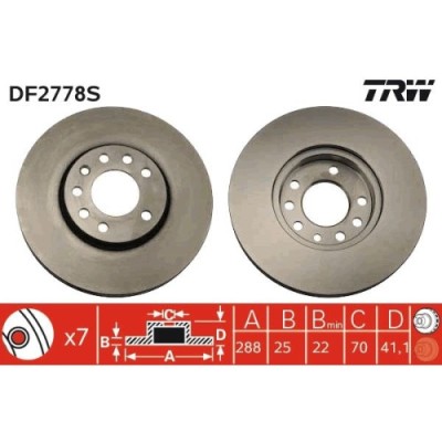 Set discuri frana fata TRW, Opel Calibra A, 1990-1997, Speedster, 2000-2006, Vectra B (J96), 1995-2004, Saab 900 II, 09.1993-04.1999, Saab 9-3, 02.19 foto