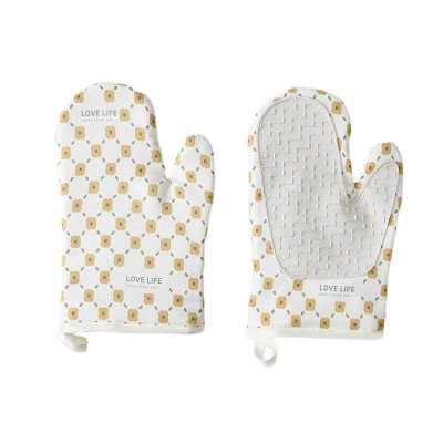 Set 2 manusi de bucatarie eMazing, rezistenta 330 grade, textil si cauciuc, 26.5x18 cm, alb foto