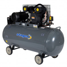 Compresor aer Stager, 4100 W, 8 bar, 370 l, 600 l/min, 950 rpm, trifazat, angrenare curea foto