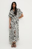 Answear Lab rochie din in culoarea negru, maxi, evazată