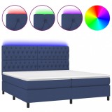 Cumpara ieftin Pat cu arcuri, saltea si LED, albastru, 200x200 cm, textil