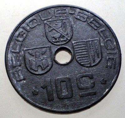 7.312 BELGIA WWII 10 CENTIMES 1943 foto