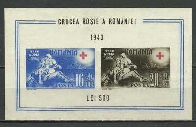 1943 - Crucea Rosie, colita nestampilata foto