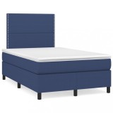 Cumpara ieftin Pat box spring cu saltea, albastru, 120x200 cm, textil