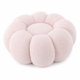 Taburet decorativ floare plusat roz, 65x30 cm pentru living sau dormitor