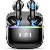 Casti Wireless Bluetooth 5.1 Qeno&reg; ENC, Afisaj Digital, Hi-Fi, Play Time 5-6hr, Casti In Ear