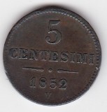 Monedă Lombardia-Veneția 5 centesimi 1852 V &ndash; Franz Joseph I, Imperiul Austriac