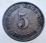 1.309 GERMANIA 5 PFENNIG 1908 D, Europa, Cupru-Nichel
