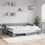 VidaXL Pat de zi cu extensie și saltele, gri deschis, 80x200 cm textil