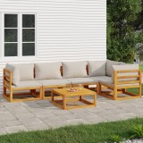 VidaXL Set mobilier grădină, perne gri deschis, 6 piese, lemn masiv 3155301