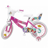 Bicicleta copii cu roti ajutatoare si cosulet Princess 16 inch, Huffy