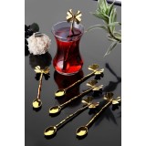 Set lingurite cafea fluturas 6 bucati PLTN114 Auriu 3x1.6x12 cm