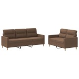 Cumpara ieftin Set de canapele cu perne, 2 piese, maro, textil