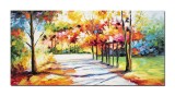 Cumpara ieftin Tablou peisaj pictat manual living, dormitor, Colt de rai, impresionist,120x60cm ulei pe panza in cutit efect 3D