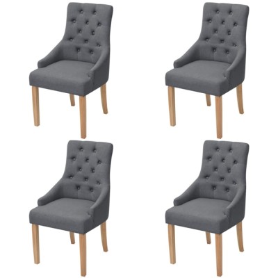 vidaXL Scaune de bucătărie pivotante, 4 buc., gri &amp;icirc;nchis, textil foto