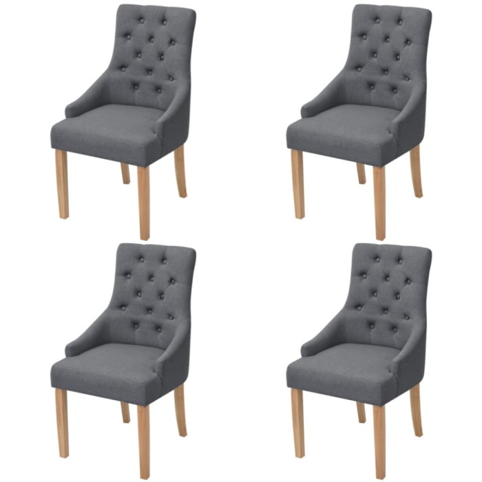 vidaXL Scaune de bucătărie pivotante, 4 buc., gri &icirc;nchis, textil
