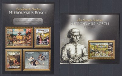 R.Centrafricana - Pictura -HIERONYMUS BOSCH - BL + KB - MNH - MI. 30 Eur. foto