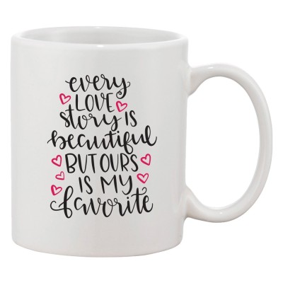 Cana alba personalizata &amp;#039;Every love story is beautiful&amp;#039;, INOVATIX&amp;reg;. 330ml foto